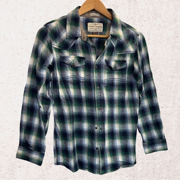 Green and Blue Plaid Button Down Shirt - Picture 1 of 4